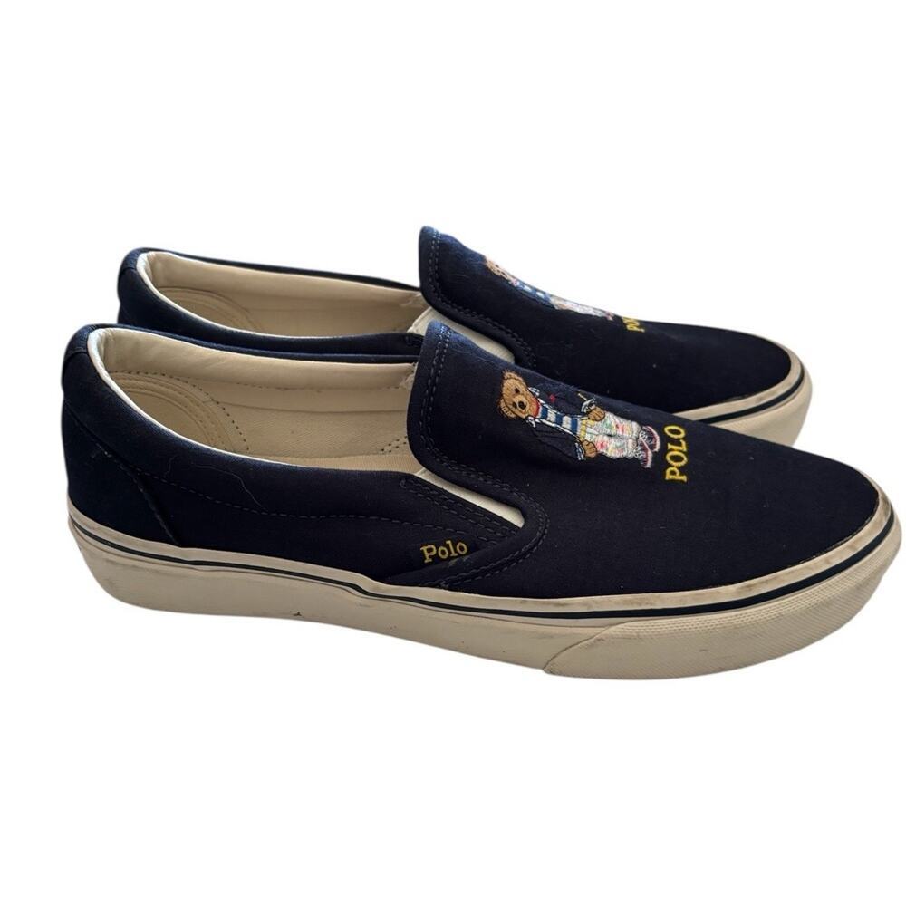 Polo Ralph Lauren Polo Bear Keaton Slip-On Sneaker Navy Men's Size 7.5 - Picture 3 of 9